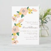 Vintage Pink and Yellow Floral Bridal Shower Invitation (Standing Front)