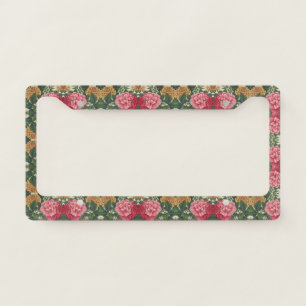 Vintage Pink and Yellow Floral Flowers License Plate Frame