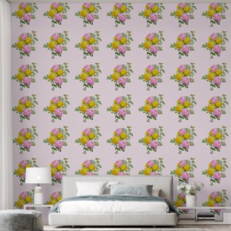 Vintage Pink and Yellow Roses Floral 