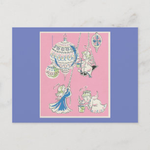 Vintage Pink Angels Christmas Card