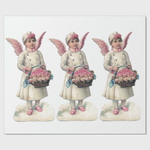 VINTAGE PINK ANGELS WRAPPING PAPER