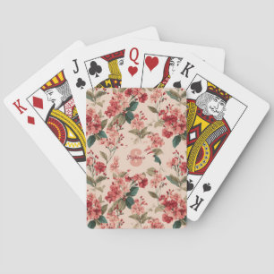 Vintage Pink Azalea Floral Pattern – Classic Poker Cards