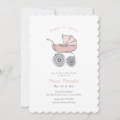 Vintage Pink Baby Carriage Girl Baby Shower Invitation (Front)