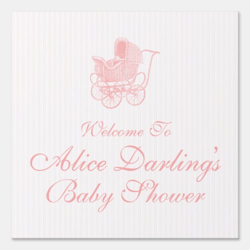 Vintage Pink Baby Carriage Sign