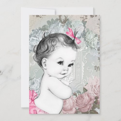 Vintage Pink Baby Girl Shower Invitation