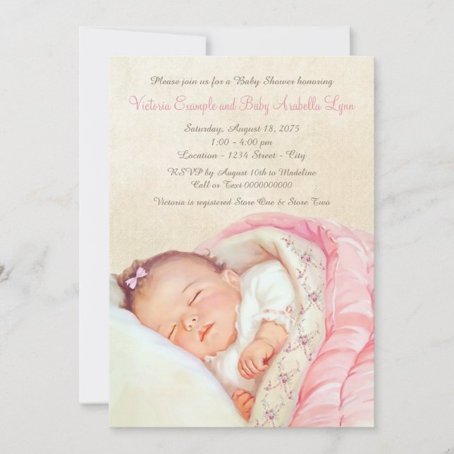 Vintage Pink Baby Girl Shower Invitation (Front)