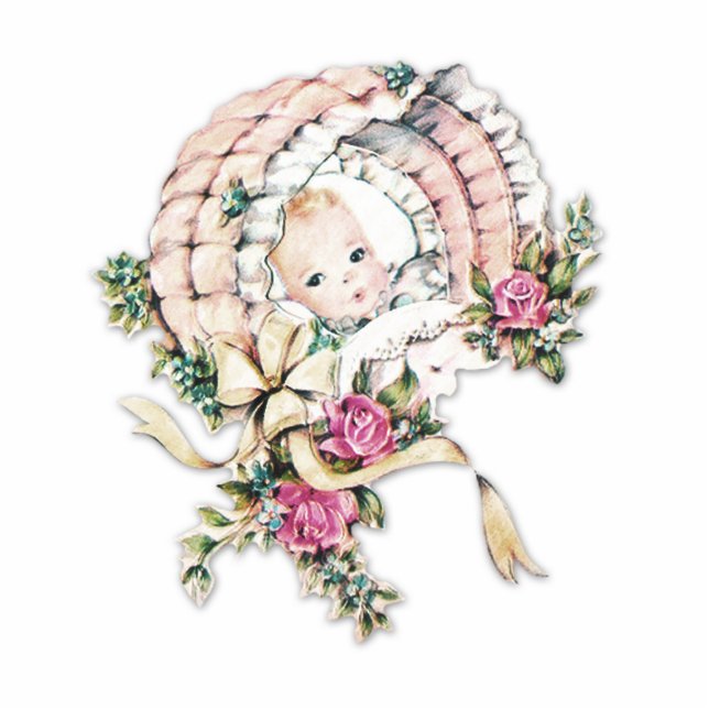 Vintage Pink Baby Girl Shower Statuette (Front)