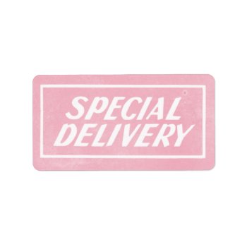 Vintage Pink Baby Girl Special Delivery Sticker by camcguire at Zazzle