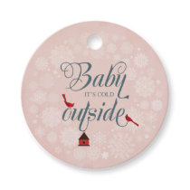 Vintage Pink Baby Its Cold Outside Christmas Holid Favor Tags