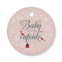 Vintage Pink Baby Its Cold Outside Christmas Holid Favor Tags