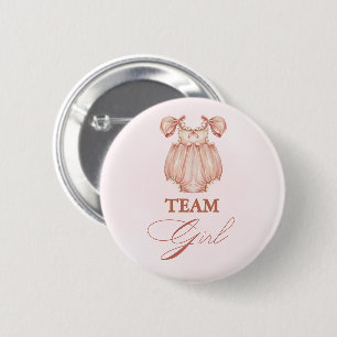 Vintage Pink Baby Outfit Team Girl Baby Shower Button