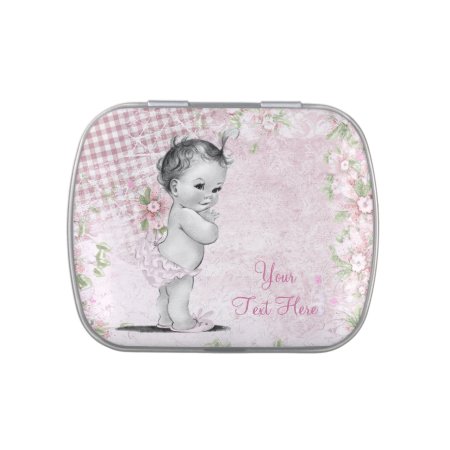 Vintage Pink Baby Shower Candy And Mint Candy Tin