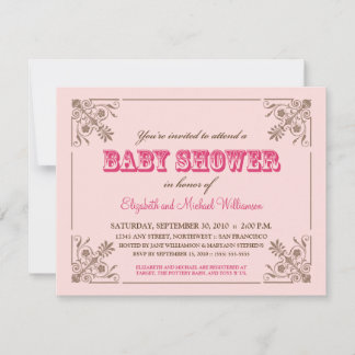 Vintage Pink Baby Shower Invitation