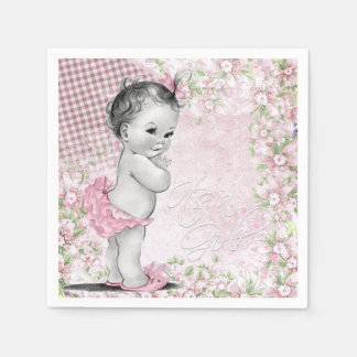 Vintage Pink Baby Shower Paper Napkins