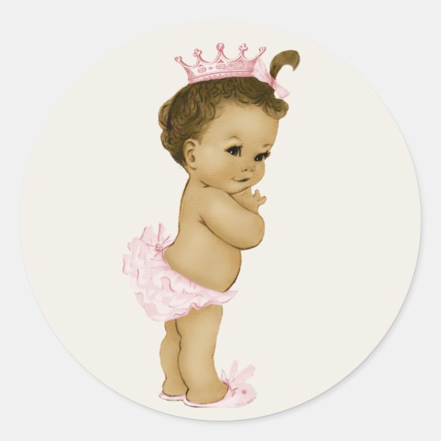 Vintage Pink Baby Shower Stickers (Front)