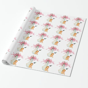 Vintage Pink Baby Shower Wrapping Paper