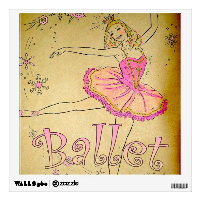 Vintage Pink Ballerina Bedroom Decal (Front)