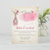 Vintage Pink Ballerina Girl Baby Shower Invitation (Standing Front)