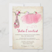 Vintage Pink Ballerina Girl Baby Shower Invitation (Front)