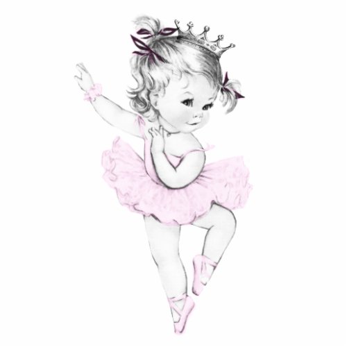 Vintage Pink Ballerina Princess Baby Girl Shower Statuette