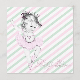 Vintage Pink Ballerina Princess Baby Shower Invitation