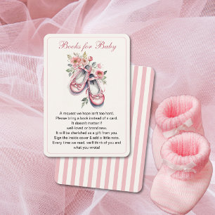 Vintage Pink Ballerina Shoes Girl Book Request Enclosure Card