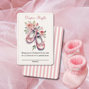 Vintage Pink Ballerina Shoes Girl Diaper Raffle Enclosure Card