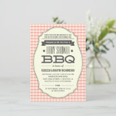 Vintage Pink BBQ Girl Baby Shower Invitations (Standing Front)