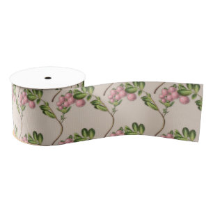Vintage Pink Berries Wedding Grosgrain Ribbon