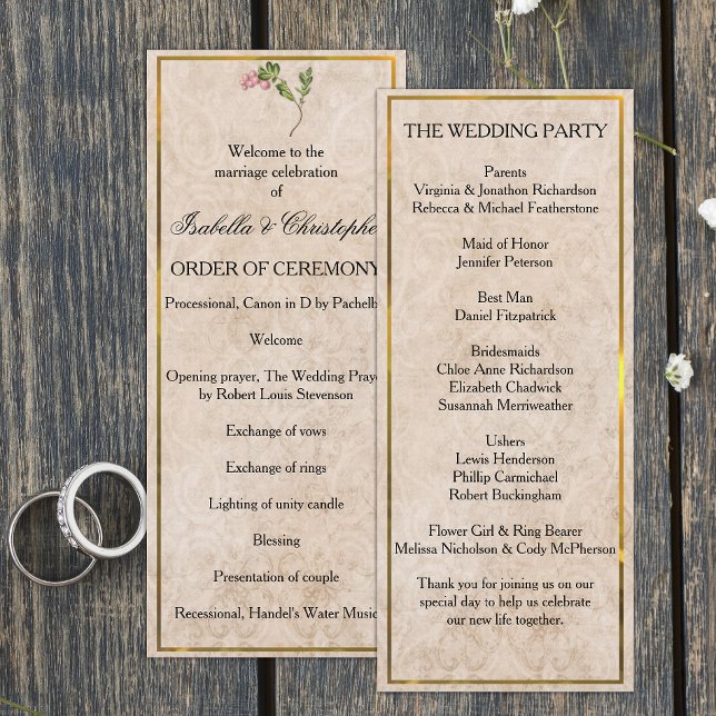 Vintage Pink Berries Wedding Program (Creator Uploaded)