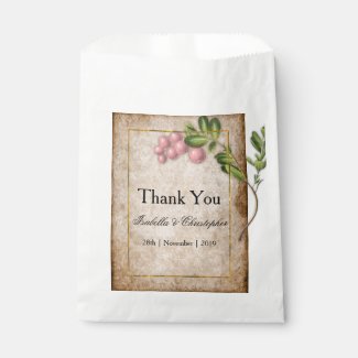 Vintage Pink Berries Wedding Thank You