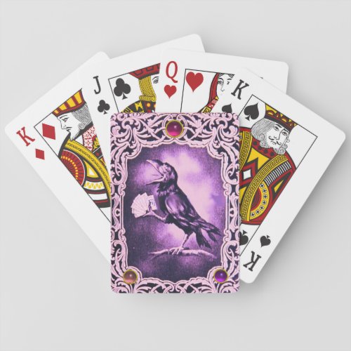 Vintage Pink Black Crow Playing Poker Amethyst Poker Cards