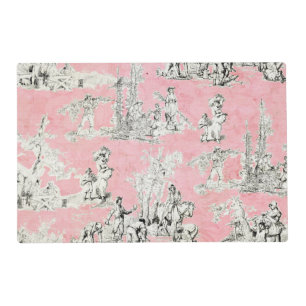 Vintage Pink & Black French Toile Placemat