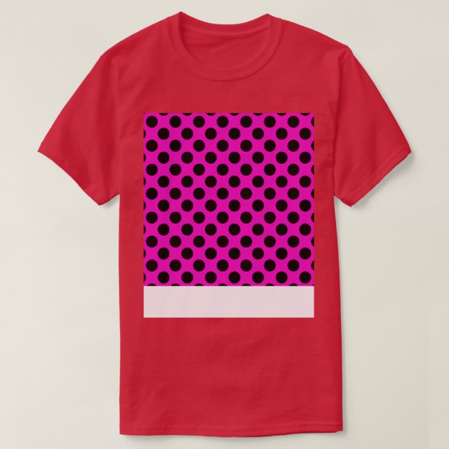 Vintage Pink Black Polka Dots Pattern T-Shirt (Design Front)