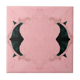 Vintage Pink Black Victorian Art Nouveau Ceramic Tile