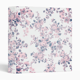 Vintage pink blue white bohemian elegant floral 3 ring binder