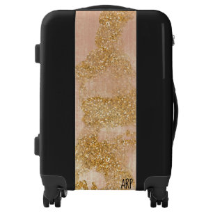 *~* Vintage Pink Blush Gold Glitter Golden Luggage