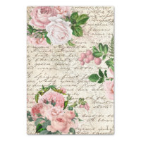 Vintage Alice In Wonderland Pink Roses Decoupage Wrapping Paper