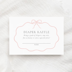 Vintage Pink Bow Baby Shower Diaper Raffle Ticket Enclosure Card