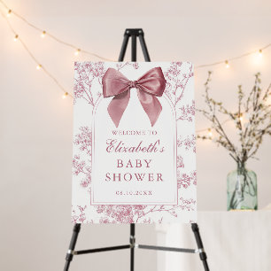 Vintage Pink Bow Baby Shower Welcome Sign