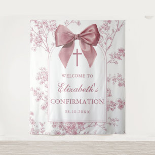 Vintage Pink Bow Confirmation Photo Backdrop