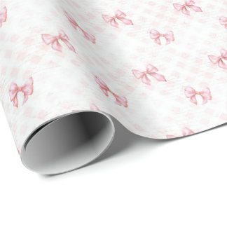 Vintage Pink Bow Coquette Wrapping Paper