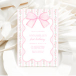 Vintage Pink Bow Floral Elegant Birthday Invitation<br><div class="desc">This design features a vintage background, adorned with pink roses and stripes. Topped with a pink coquette bow and complemented by elegant pink font, this invitation captures a girly, shabby chic, and timelessly vintage aesthetic. Fully customizable to suit your event details, it's the perfect way to set the tone for...</div>