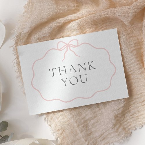 Vintage Pink Bow Girl Baby Shower Thank You Card