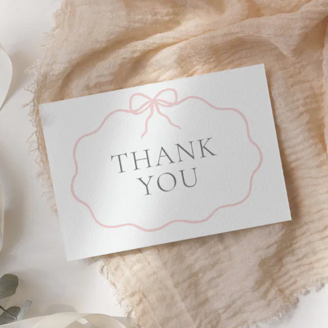 Vintage Pink Bow Girl Baby Shower Thank You Card | Zazzle