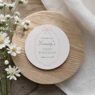 Vintage Pink Bow Girl Birthday Classic Round Sticker