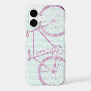 Vintage Pink Bright Colors Bike Pattern iPhone 17 Case
