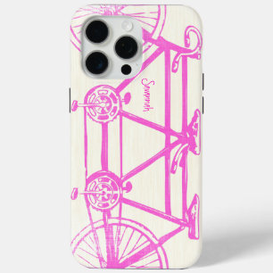 Vintage Pink Bright Colors Bike Pattern Iphone iPhone 15 Pro Max Case