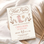 Vintage Pink Brown Cowgirl Boot Rodeo 1st Birthday Invitation<br><div class="desc">Vintage Pink Brown Cowgirl Boot Rodeo 1st Birthday Invitation

Sweet girls first rodeo birthday invitation in a rustic vintage style featuring a cowgirl boot,  cactus,  rope text and decorative elements as well as a horse shoe.  This design is ideal for a girl first rodeo birthday.</div>