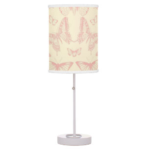 Vintage pink butterflies table lamp